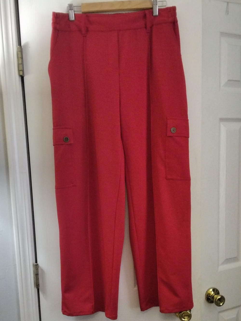 Red Wide-Leg Cargo Pants